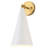 Modern 1-Light Adjustable Wall Sconce, Brass-Toned Iron Bracket with Matte White Perforated Metal Cone Shade
