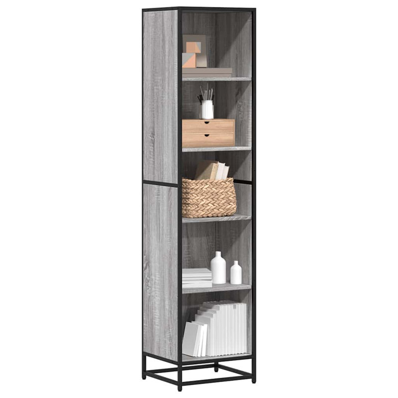Borough Wharf Bookcase Engineered Wood, Grey Sonoma, 170.5cm H x 40cm W x 35cm D
