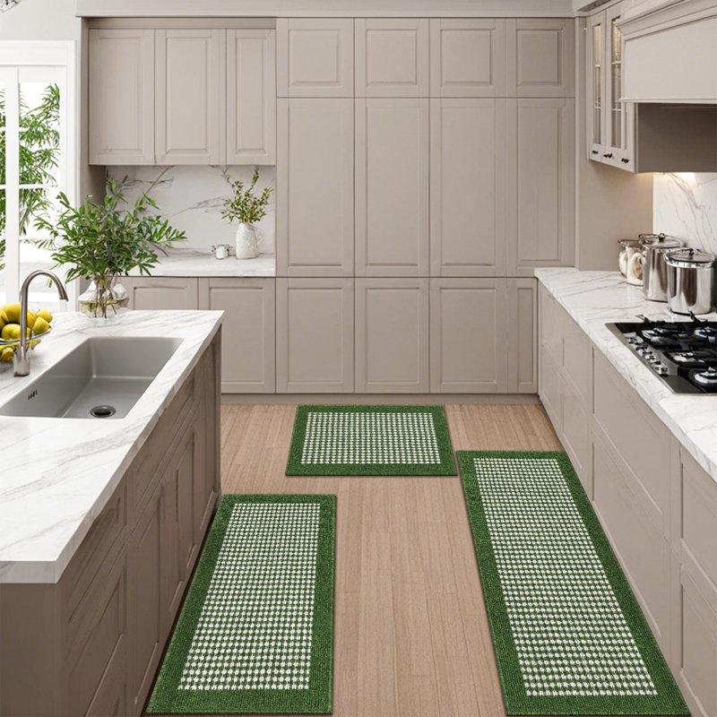 Machine Washable Non-Slip Kitchen Mat, Green