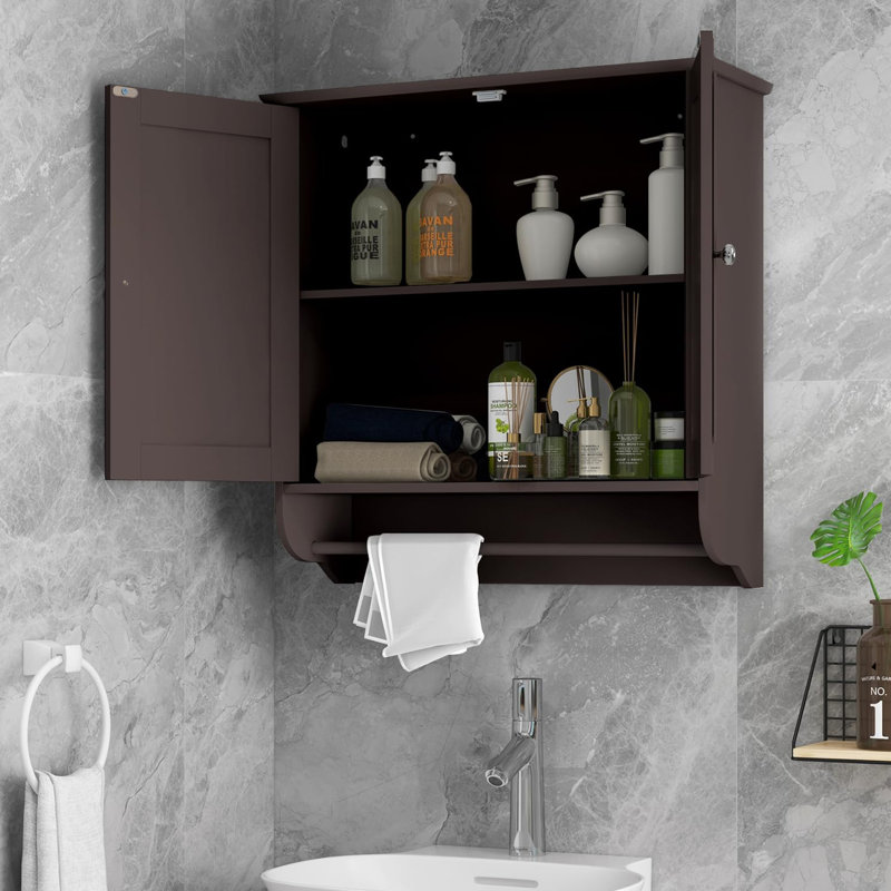 Armoire de salle de bain murale, Brun