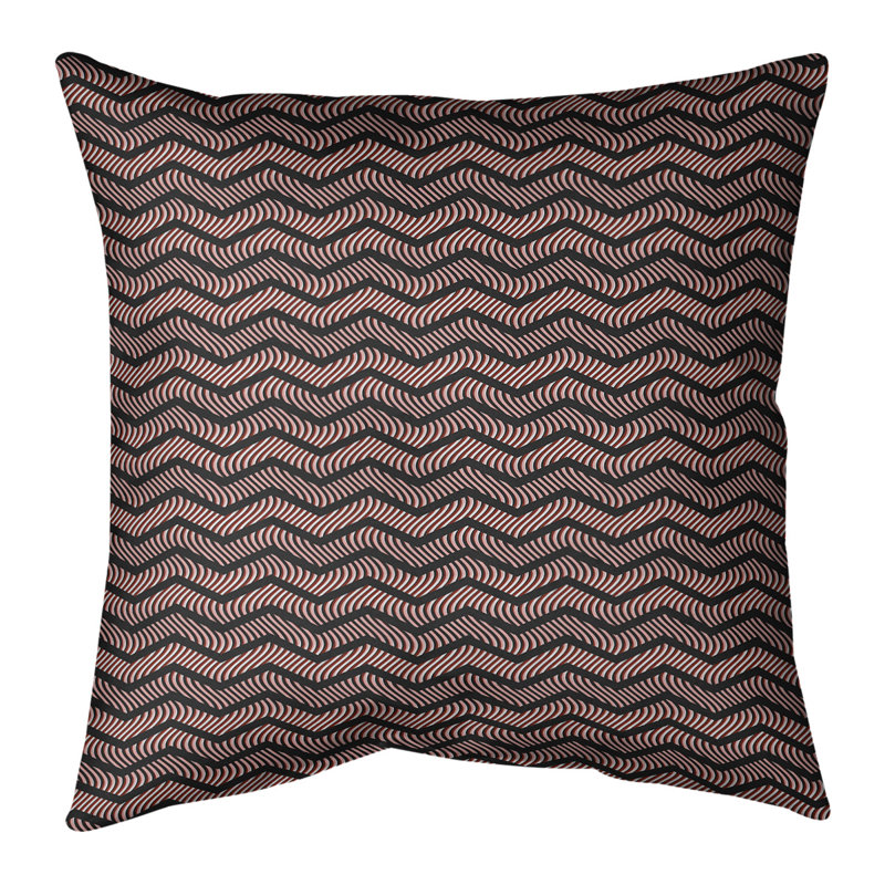 Coussin Rhonda, H 14 po x l 14 po, Bourre en polyester, Noir / rouge