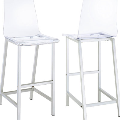 2 tabourets transparents et de bar. Conception élégante pour tout intérieur. Fabrication. 21 po, tabourets modernes (la paire). Simplifié avec support pour le dos. Convient aux espaces de cuisine. 21 po