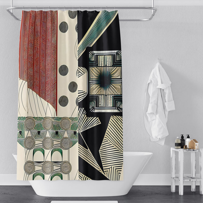 Rideau de douche à motif abstrait Claiborn, H 72 po x l 70 po