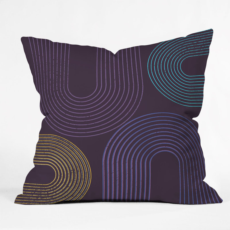 Housse de coussin d'extérieur rectangulaire Sheila Wenzel, 18" x 18", Mauve / bleu / jaune abstrait 2