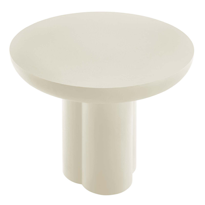 Caspian 40" White Round Concrete Dining Table with Pedestal Base
