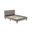 Ensemble de chambre à coucher 3 pièces - Grand lit capitonné à boutons - Tête de lit tapissier en velours taupe brun avec table de chevet à finition jacobine patinée-977534391-977534282