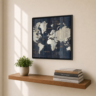 «Old World Map Blue 2» par Wild Apple Portfolio - impression sur toile