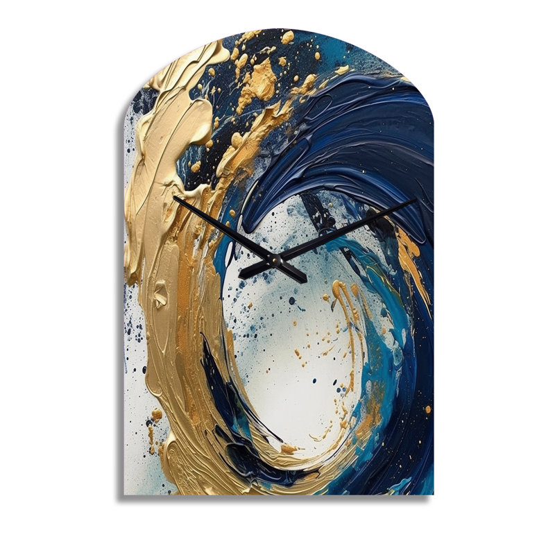 Horloge murale en métal bleu foncé et doré VI - Abstract Abstract, Moyenne