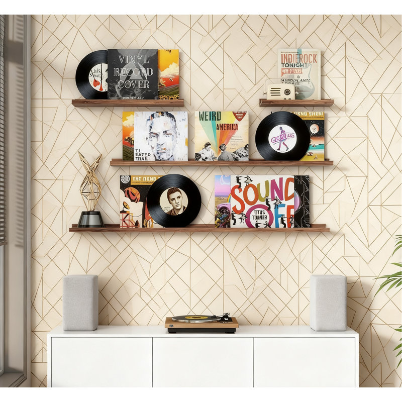 Floating Picture Ledge Shelves Set Of 8, Wall Mounted Display Shelves With Protective Lip For Books, Toys, Photo Frames And Home Decor