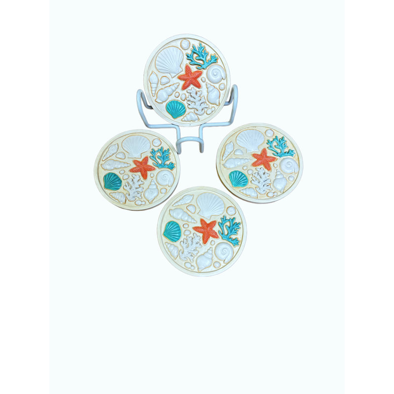 Seaside Splendor Coastal Coasters Set of 2 Decorative Drink Protectors