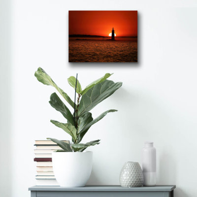 Art mural en verre Breakwater Bay «Sunrise At Ram Island Ledge» par Rick Berk