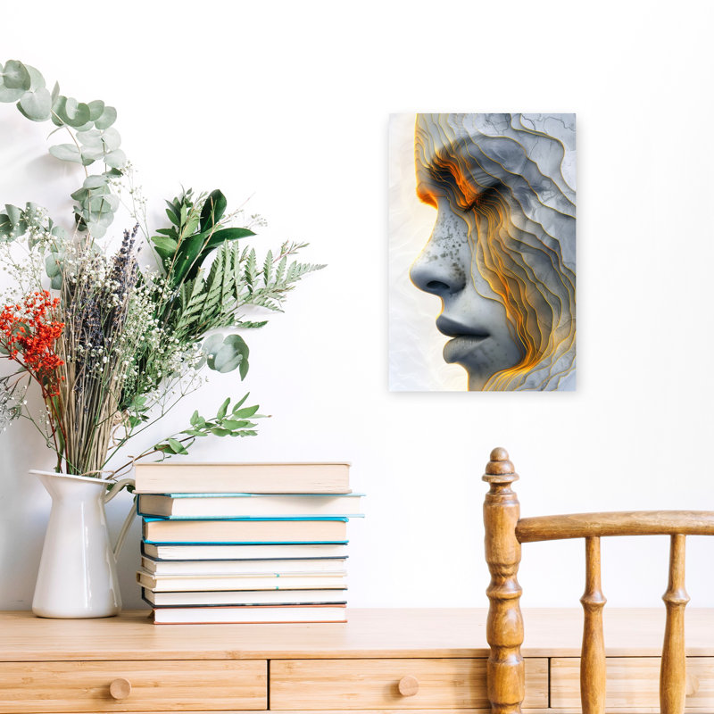 «Golden Profile Elegant Contemporary», art mural, 18" H x 12" W