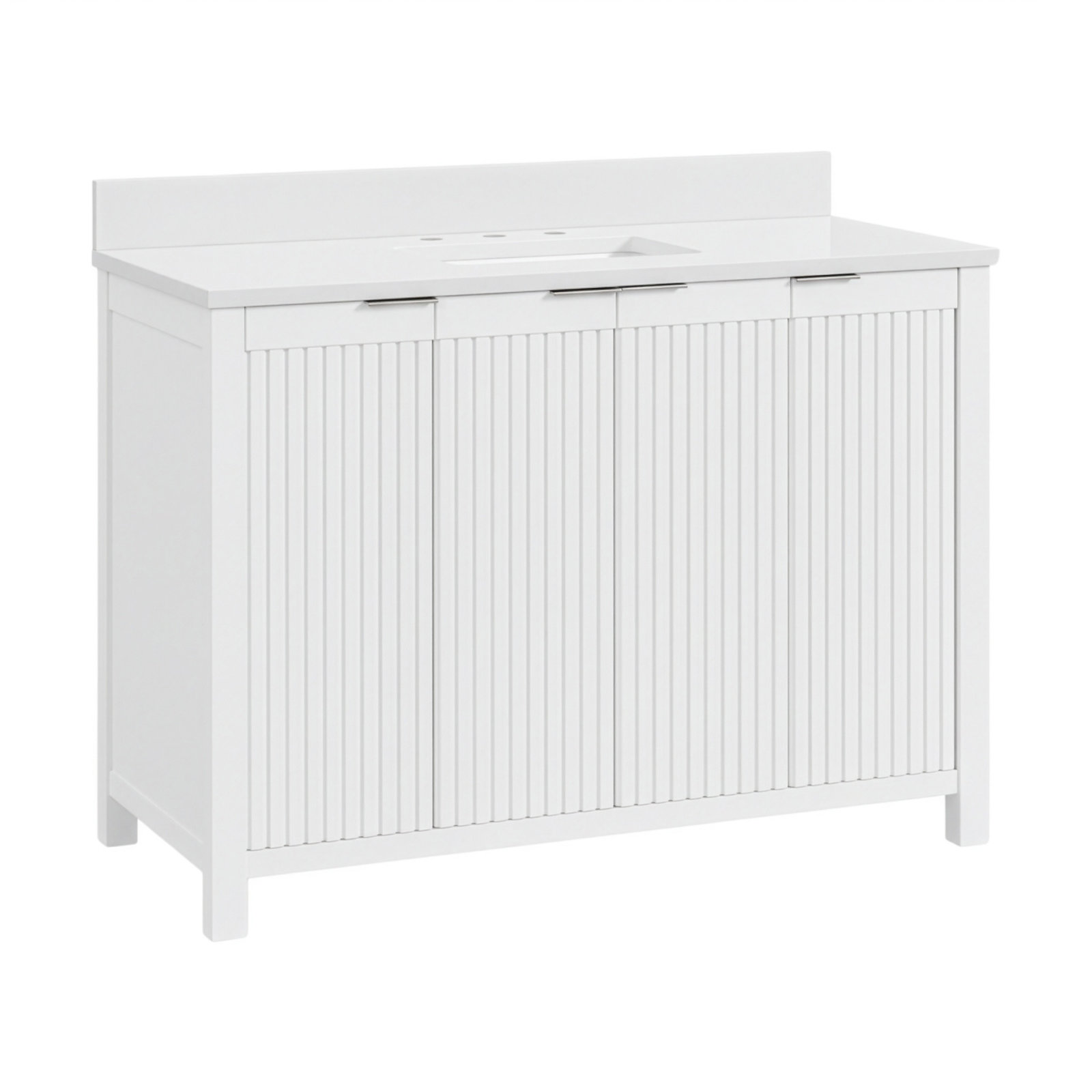 Through Lines 48" Single Bathroom Vanity, White, 8" Widespread