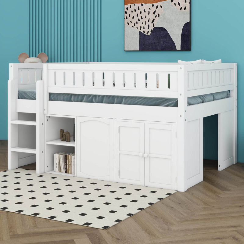 Full Loft Bed , Trundle Bed Included, White