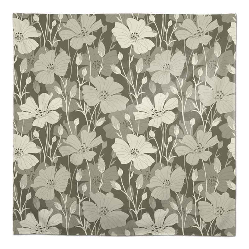 Floral Blooms Green 2 Tablecloth, Tan