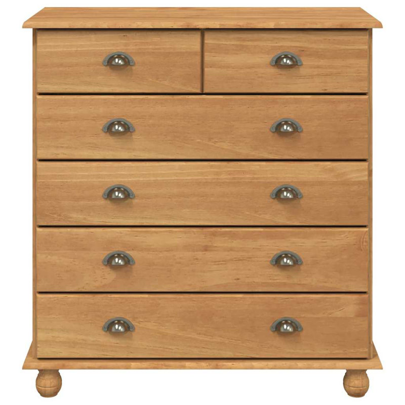  Chest Of Drawer Solid Pine Wood, Brown