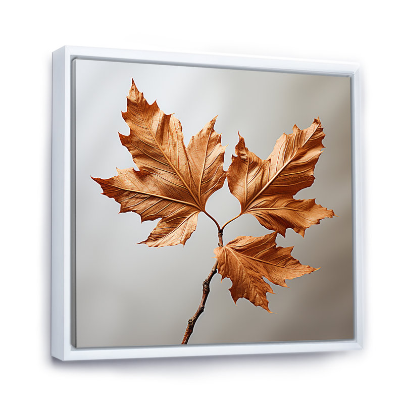 «Copper Leafy Abstractions III», reproduction sur toile, Cadre flottant blanc, H 16 po x l 16 po x P 1 po