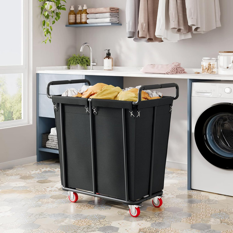 Large Laundry Hamper With Wheels, 360L 3 Bag Big Rolling Laundry Hamper Sorter Cart, Extra Large Laundry Clothes Hamper, Heavy Duty Laundry Basket Organizer For Laundry Room,Bathroom