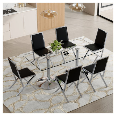 Ensemble de table de salle à manger en verre trempé moderne pour 10 personnes