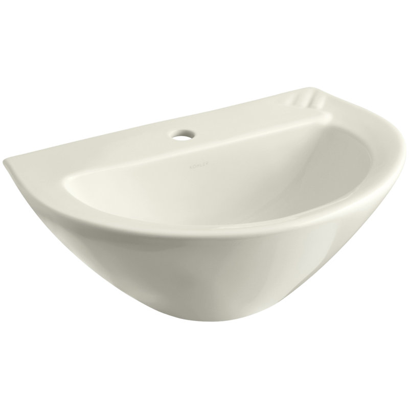 Parigi® Vitreous China 19.75" Pedestal Bathroom Sink, Biscuit, Single