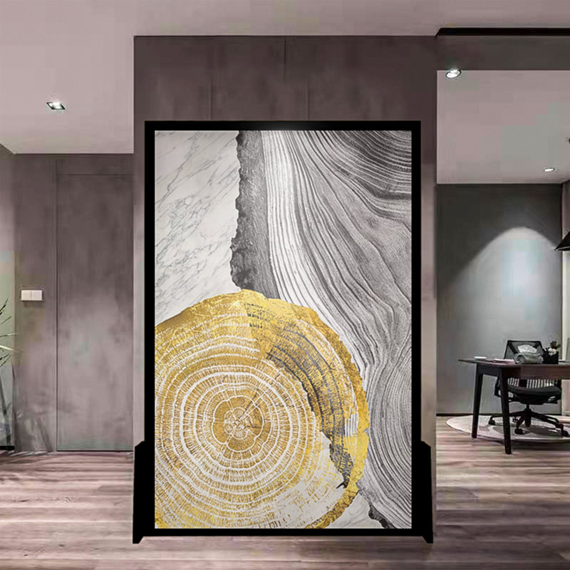 Abstract Tree Ring Wood Screen, 70.87" H x 39.37" W x 1.18" D
