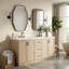 Meuble-lavabo double lavabo de 150 cm avec lavabo en SMC, 3 tiroirs et armoire avec tablette réglable, style ferme moderne, salle de bain principale