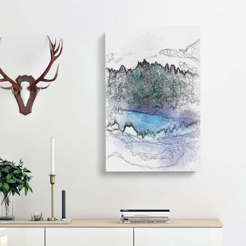 Mythical Forest in Germany in Abstract - Wrapped Canvas Drawing - Wrapped Canvas, 91cm H x 60cm W x 3cm D