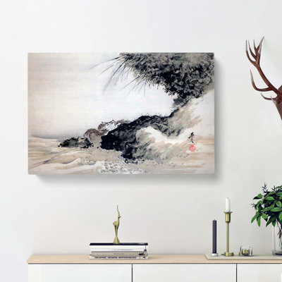 Crabs On Shore Rocks by Shibata Zeshin - Wrapped Canvas Painting