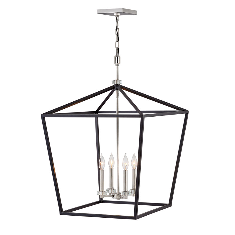 Lustre géométrique à 4 lumières avec détails en cristal Stinson