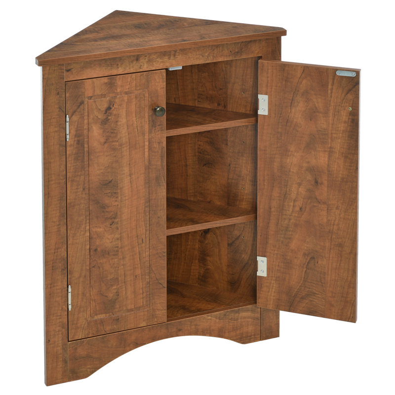 Armoire de coin autoportante brune Triangle avec tablettes réglables, de haute qualité, en métal, antidérapante, idéale pour le salon Couleur, matériau, grande salle de bain et couloir, preuve