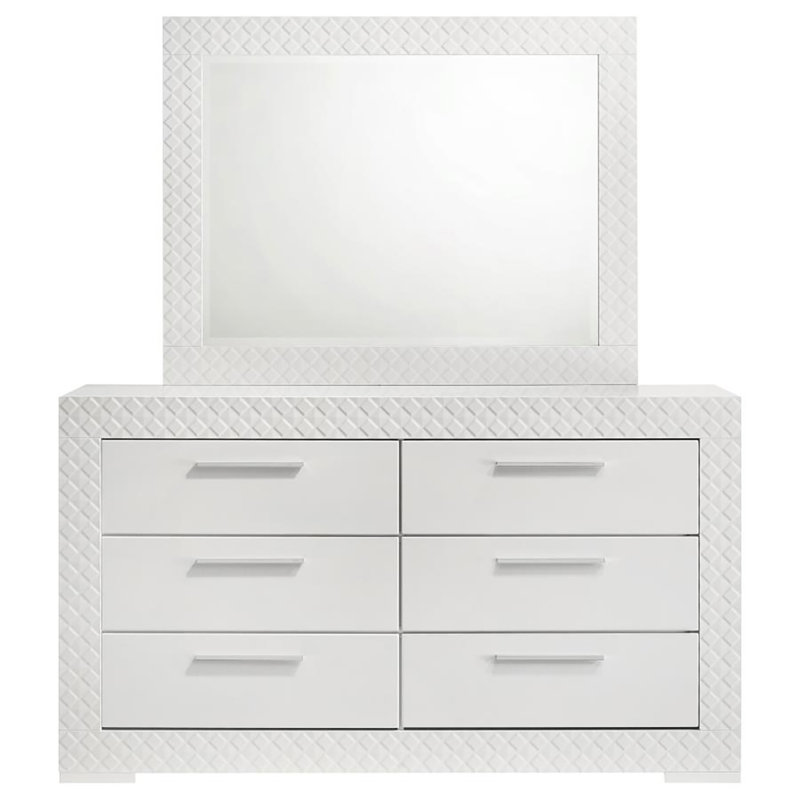 Leigh 6-drawer Dresser With Mirror, White
