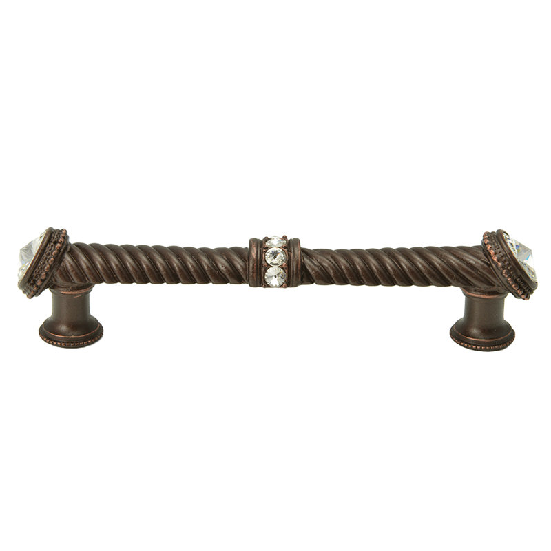 Caché 5 inches c.c. large pull with end & center 7 rivoli Swarovski Clear Crystals in Chalice, 5", Oil Rubbed Bronze
