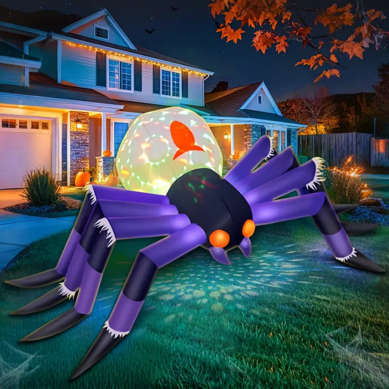 Décoration gonflable d'Halloween de 8 pi, lumières DEL colorées intégrées qui font sauter une horrible décoration