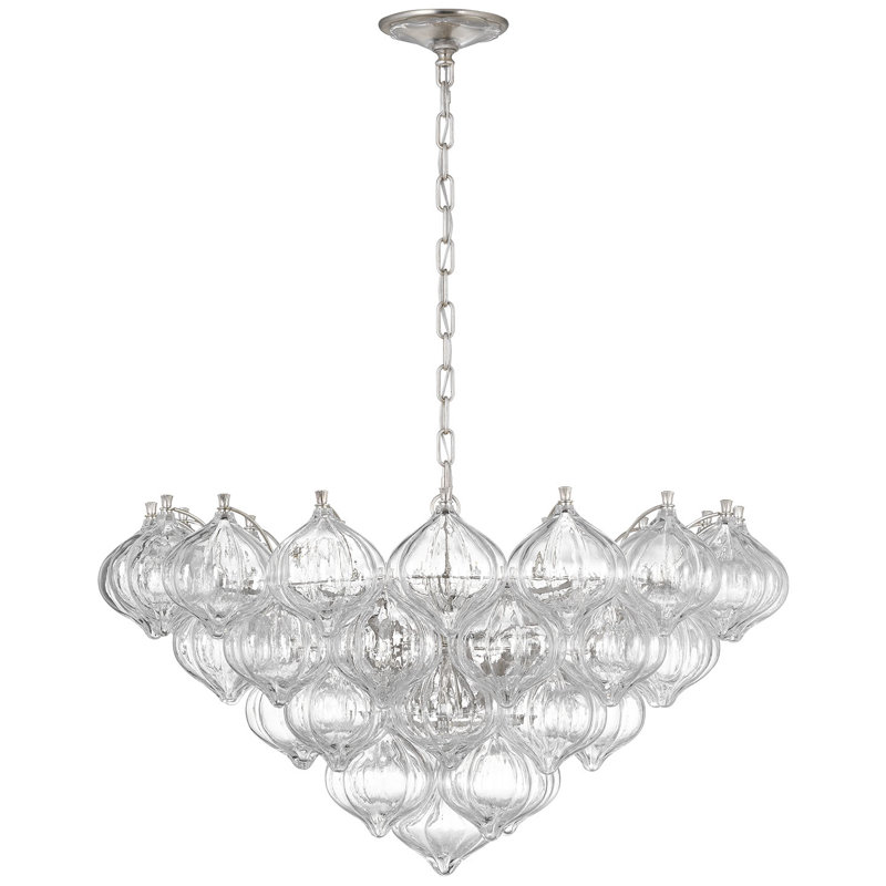 Julie Neill Caselli 36" Basket Chandelier with Clear Glass, Clear, Gold