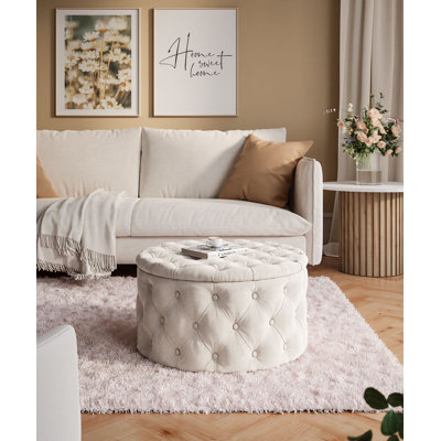 CHESTERFIELD Round Upholstered Pouf Hocker 70 cm