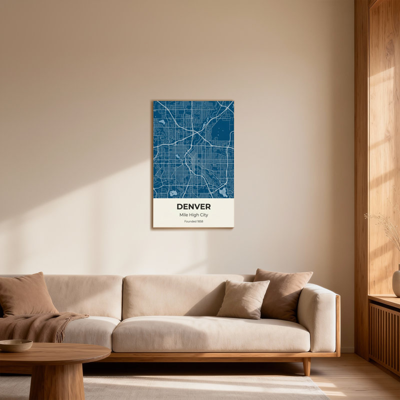 Scénario et paysages urbains, impression de carte de la ville de Denver, H 18 po x l 12 po