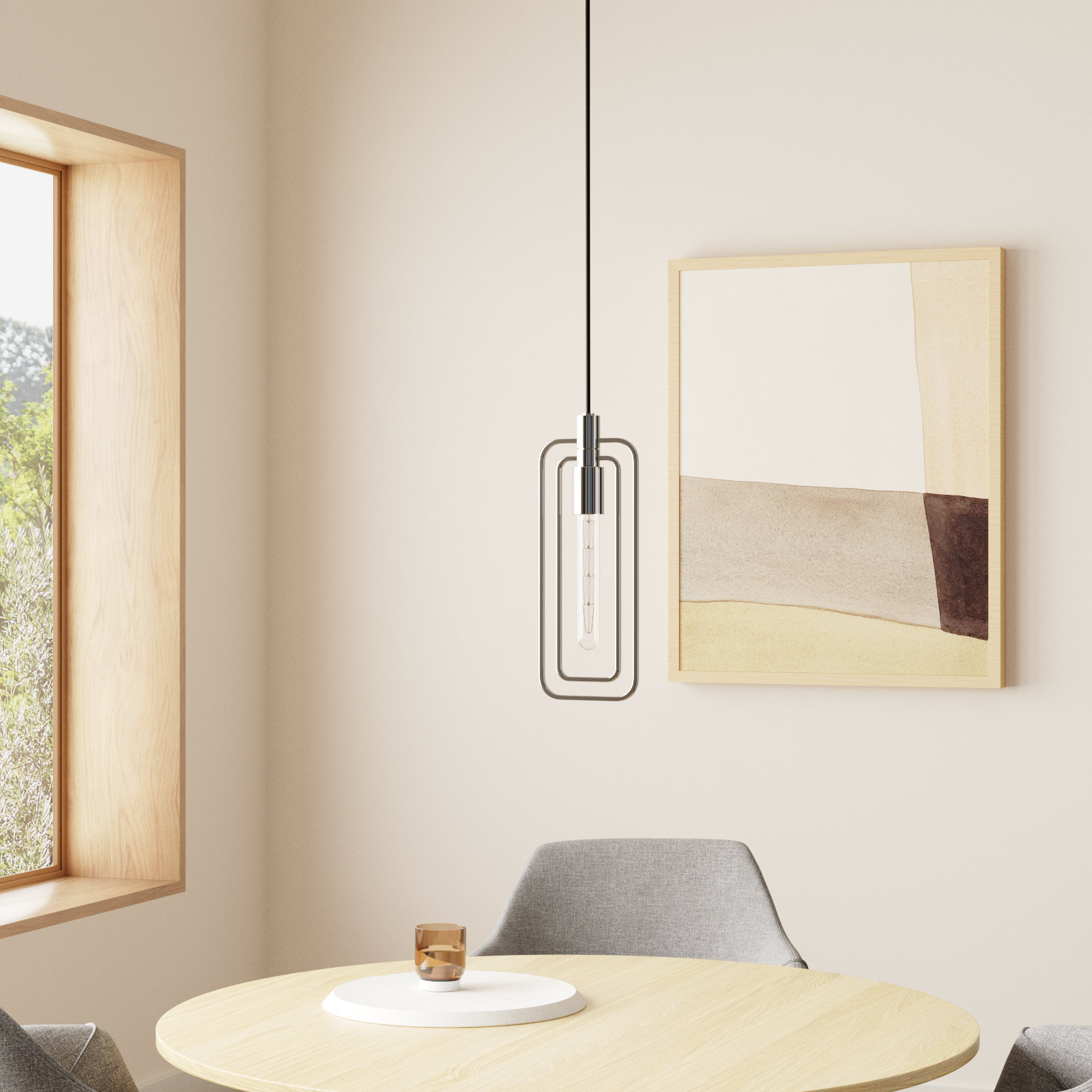 Jesper Single Light Dimmable Pendant, Polished Nickel