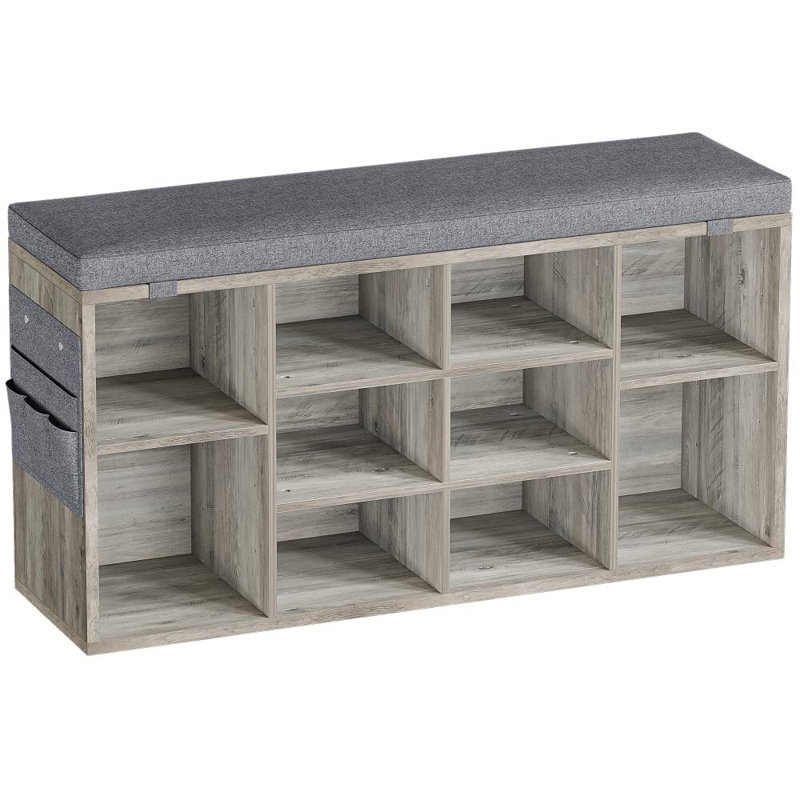 Cahari Linen Upholstered Storage Bench, Gray