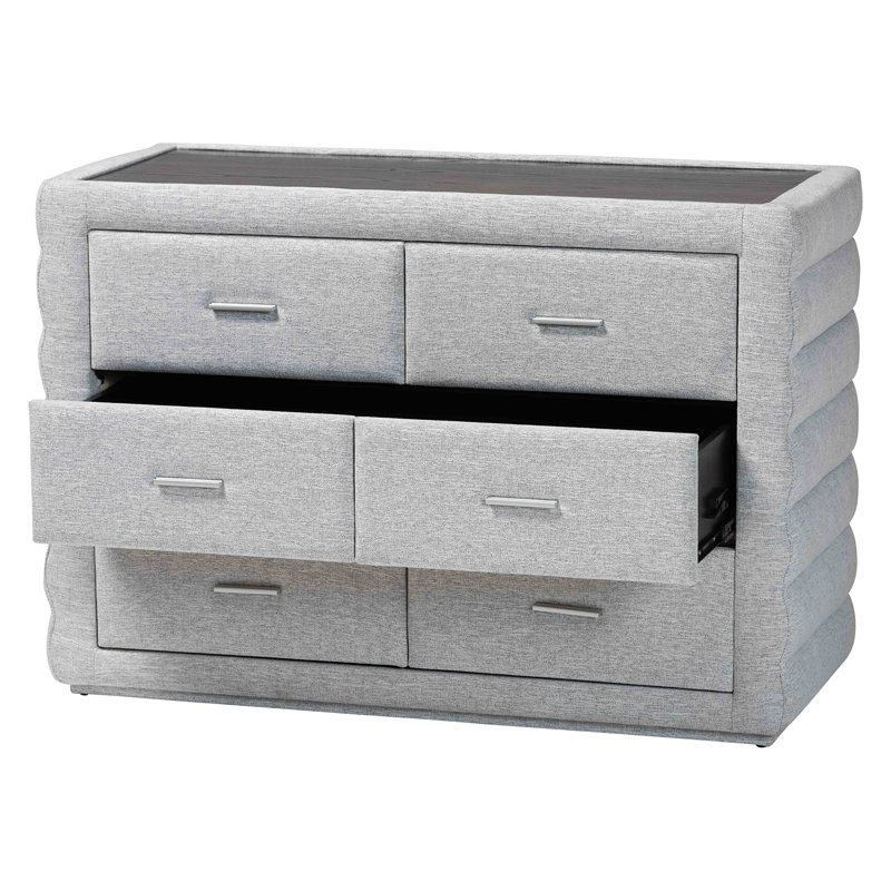 Baxton Studio Cadmus Modern Light Grey Channel-Tufted Fabric 4-Drawer Dresser