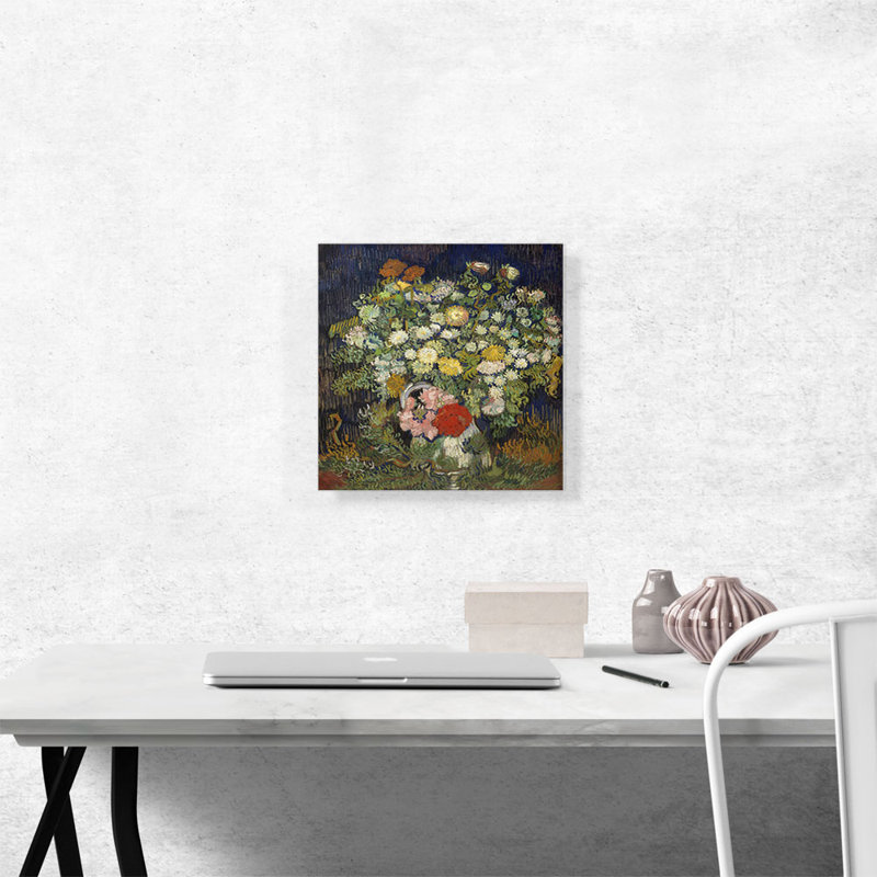 Bouquet de fleurs dans un vase 1890 par Vincent Van Gogh - peinture sur toile tendue, H 12 po x l 12 po x P 1,5 po