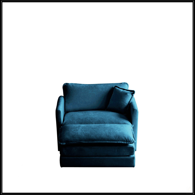 Chaise d'appoint moderne avec repose-pieds, Bleu