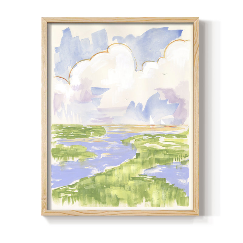 «Low Country River Vista II», reproduction encadrée - bois massif, H 11 po x l 9 po