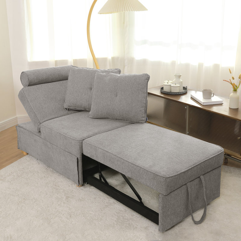 Canapé-lit rembourré convertible 4-en-1, Lin beige