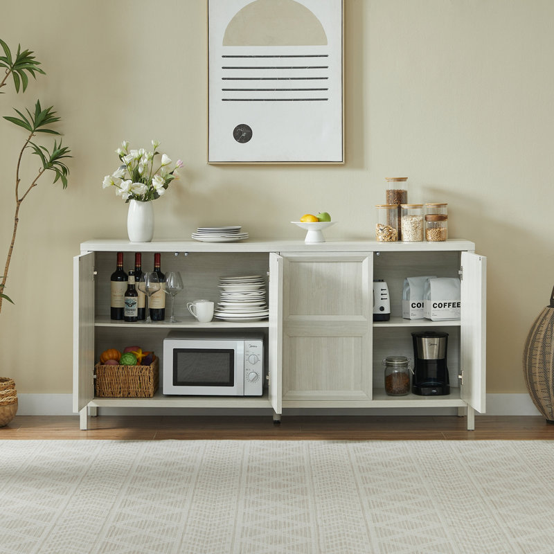 67'' Modern Sideboard Storage Cabinet With Tip-On Opening, Soft-Close Hinges, And Tilt-Proof Wall Mount, Bedroom Dresser.Light Grey.
