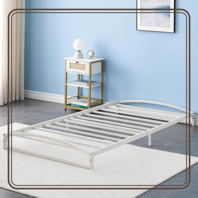 Base de lit plateforme robuste en métal, base de lit à profil bas, sommier avec support en lattes d'acier