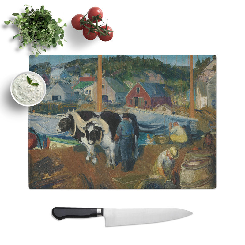 Ox Team, Matinicus Wharf by George Bellows Chopping Board, 0.4cm H x 28.5cm W x 39cm L