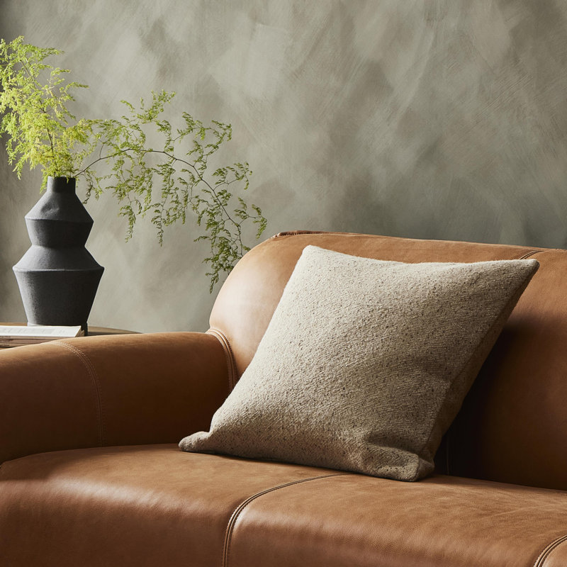 Stonewash Linen Pillow Cover & Insert, Hasselt Taupe, Square 22"