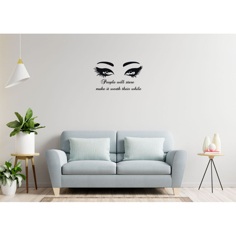 Yeux autocollants muraux, salon de beauté, décoration de fille amovible, citations élégantes, conception unique, Mc14