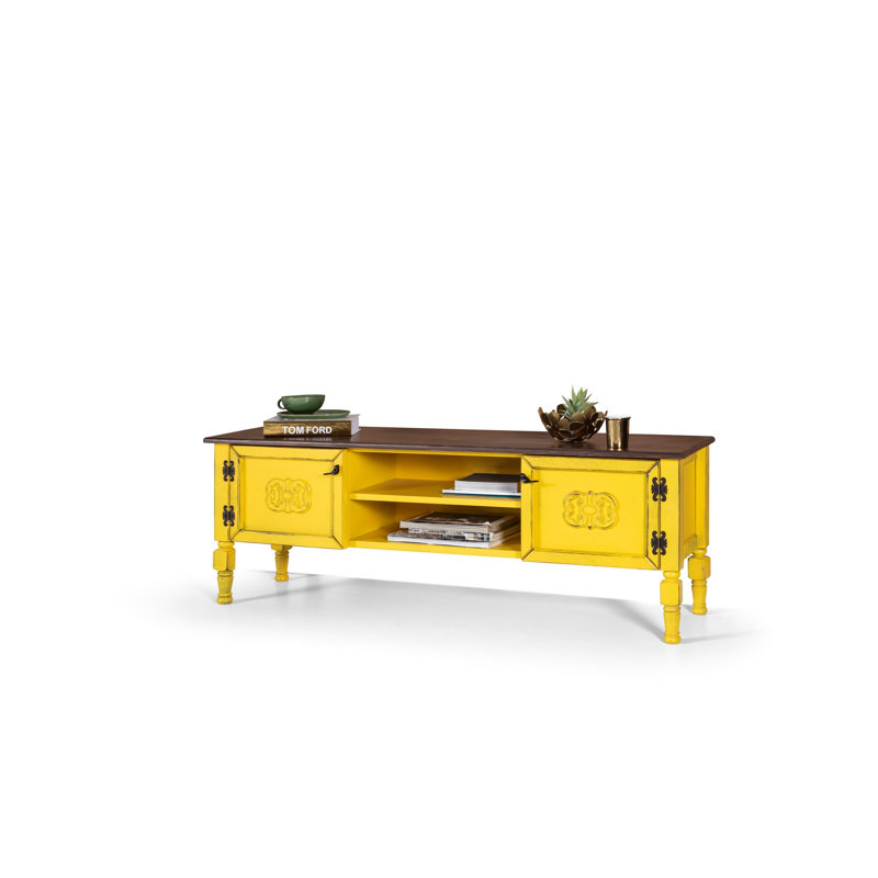 Keikei Unfinished TV Stand, Yellow