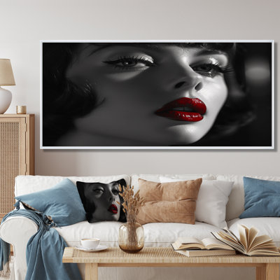 «Red Fashion Glamour Woman with Red Lips I - Fashion Woman», décoration murale sur toile